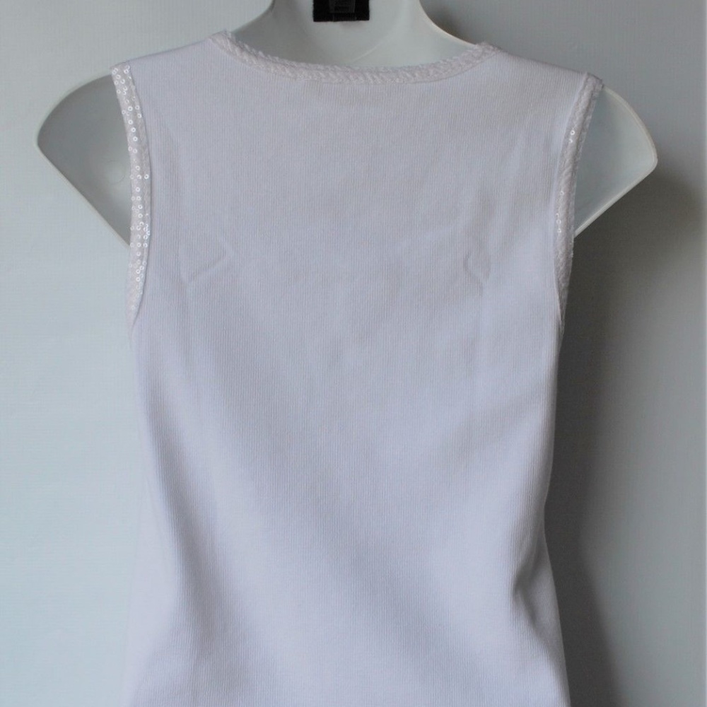 Soft Surroundings Sequined White Basic Tank Top - image 6